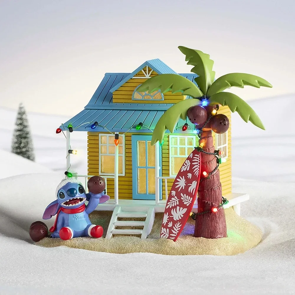St Nicholas Square Christmas Village Stitch Beach House Light Up Surf Disney NEW